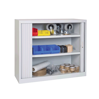 Armoire basse à portes rideaux