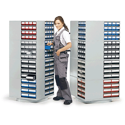 Supports rotatifs pour armoires à bacs